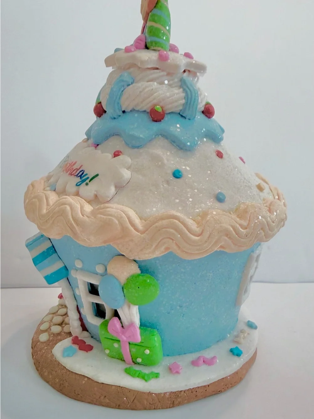 Valerie Parr Hill Happy Birthday Gingerbread House Lighted Decoration 7”-Works